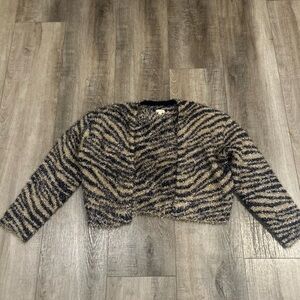 Anthropologie Black and Tan Striped Cardigan